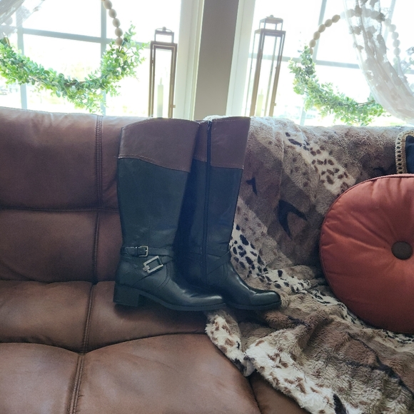 Unisa Trinee Riding Boot Black ~ Cognac ~ Wide Calf ~ Preloved - Picture 2 of 10